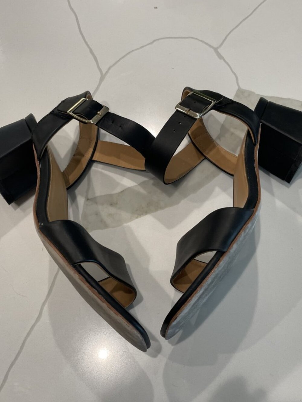 Nisolo Stella Go-To Black Leather Block Heeled Sandals - Size 8 - Retail $170 - Picture 3 of 4